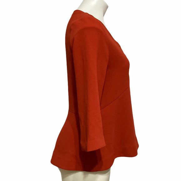 Veronika Maine V Neck Grommet Detail 3/4 Sleeve Burnt Orange Blouse - Picture 6 of 8